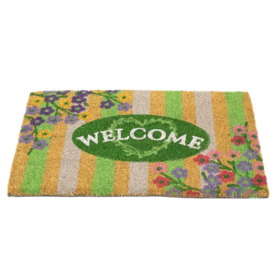 Home Accessories Carousel Shop Soft Furnishings & Rugs | The Flower Shop Doormat | Non-Slip Pvc Backed Natural Coir Doormat - 60X40Cm