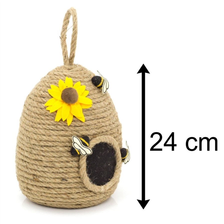 Home Accessories Carousel Shop Animal Doorstops | Rustic Beehive Coir Rope Doorstop | Honey Bee House Home Doorstopper | Novelty Bee Hive Door Stop With Handle