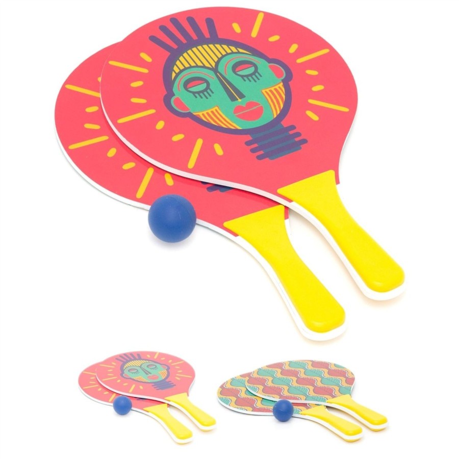 Baby & Child Carousel Shop Outdoor Toys | Batik Beach Paddle Bat And Ball Game Set | Wooden Racket Outdoor Ball Game | Garden Rackets - Design Varies One Supplied