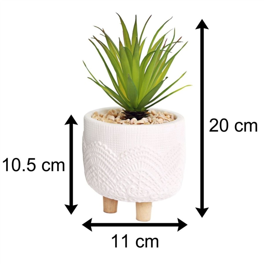 Home Accessories Carousel Shop Vases, Planters & Faux Flowers | Artificial Succulent Plant With Pot | Faux Plant And Planter | Fake Plants Home Decor - White