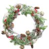 Celebrations Carousel Shop | Rustic Frosted Pine Cone Star And Berry Christmas Wreath Decoration