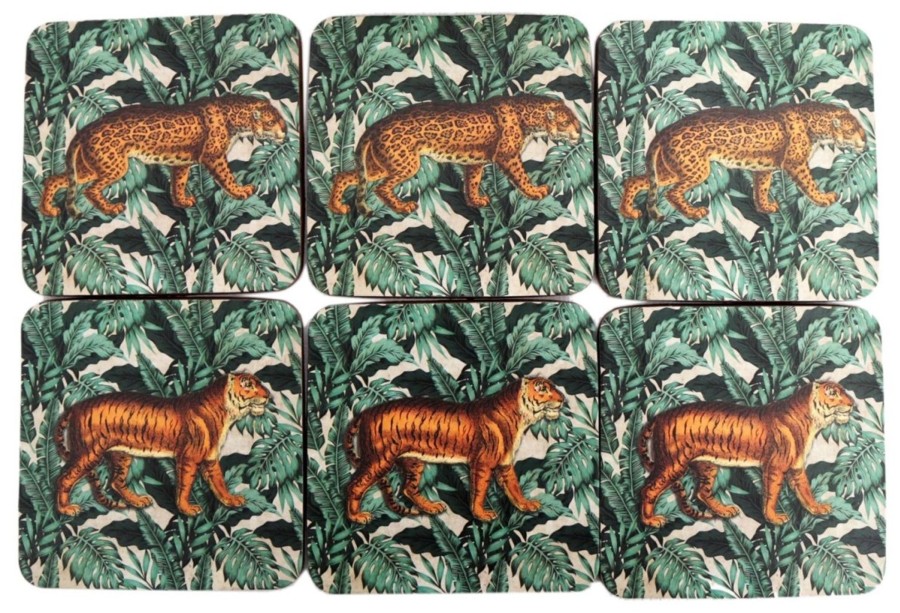 Kitchen & Dining Carousel Shop | Pack Of 6 Stunning Safari Coasters For Drinks ~ Coffee Table Mats