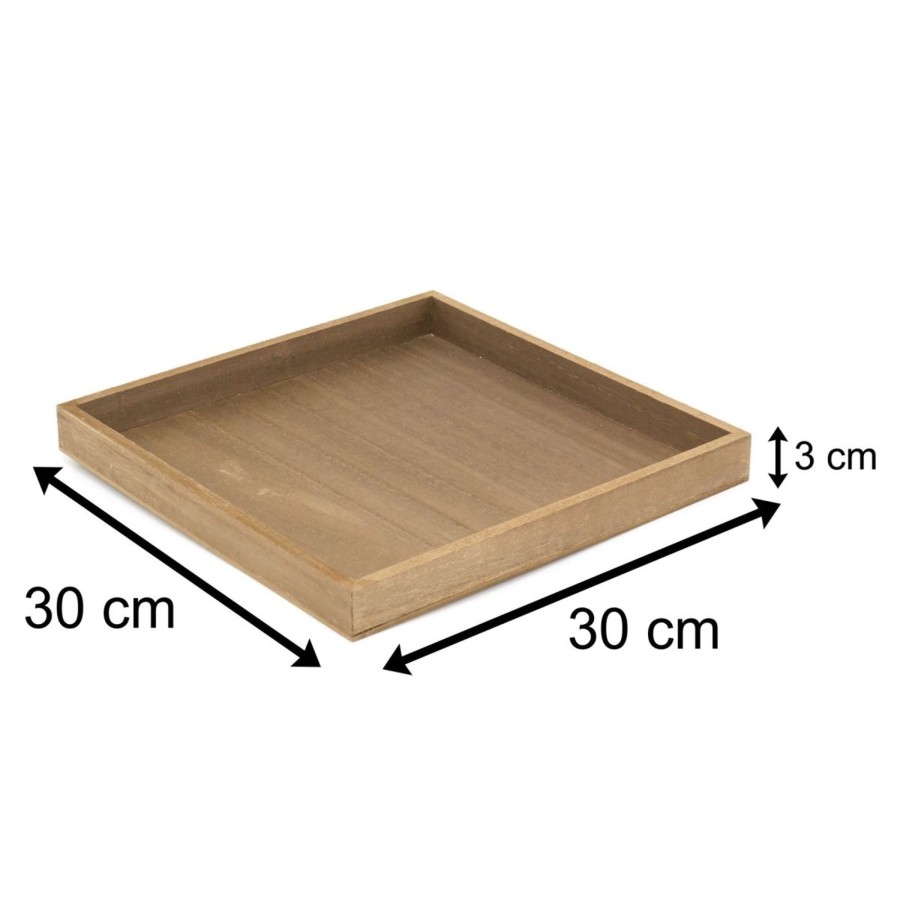 Home Accessories Carousel Shop Decorative Accessories | 30Cm Contemporary Wooden Display Tray Candle Tray | Trinket Tray Jewellery Dish | Square Wood Display Dish