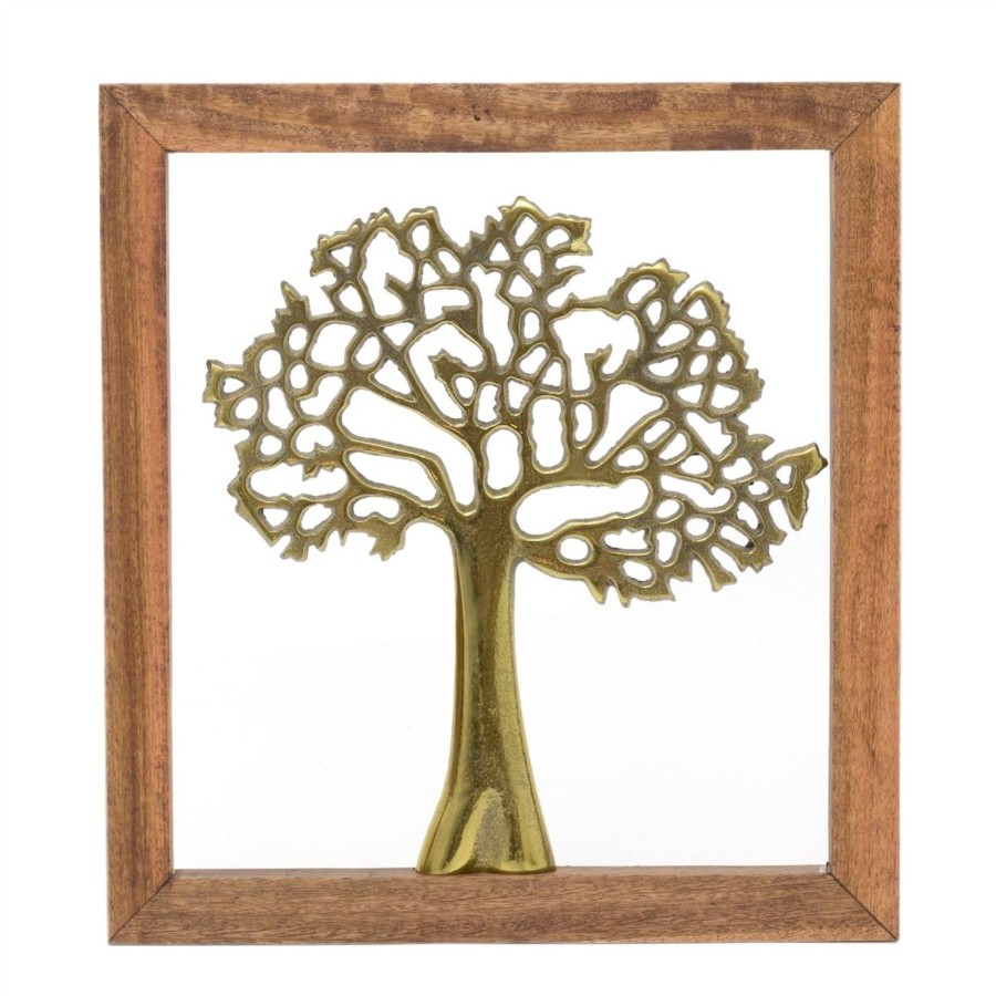 Home Accessories Carousel Shop Wall Decor & Mirrors | Framed Elegant Gold Tone Tree Of Life Sculpture | Aluminium Family Tree Wall Ornament | Gold Metal Tree Decorative Hanging Wall Art