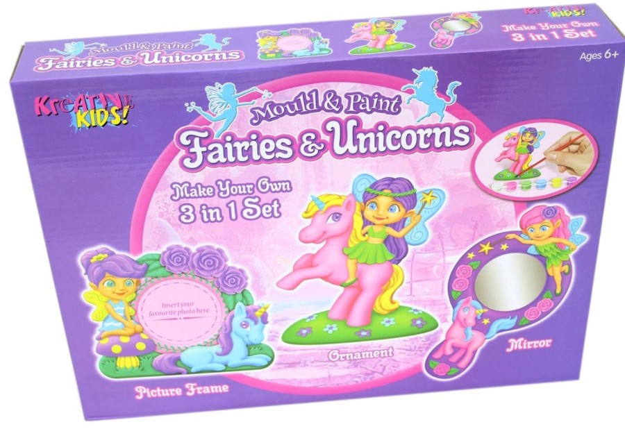 Baby & Child Carousel Shop Arts & Crafts | Kreative Kids 3 In 1 Fairies & Unicorns Mould And Paint Set - Make Your Own Fairy & Unicorn Frame, Mirror And Ornament