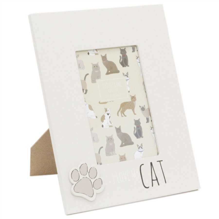 Home Accessories Carousel Shop Photo Frames | 4 X 6 Photo Picture Frame For Cat Lovers | Pet Photo Frame With Quote | Paw Print Kitten Cat Frame - I Love My Cat