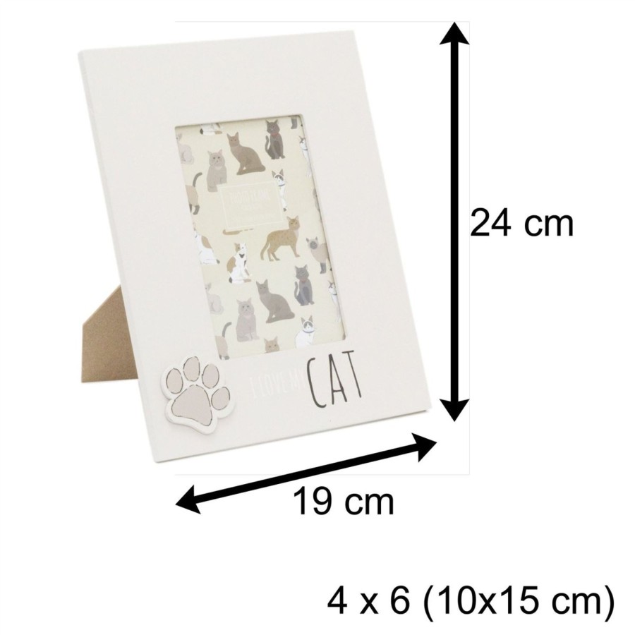 Home Accessories Carousel Shop Photo Frames | 4 X 6 Photo Picture Frame For Cat Lovers | Pet Photo Frame With Quote | Paw Print Kitten Cat Frame - I Love My Cat