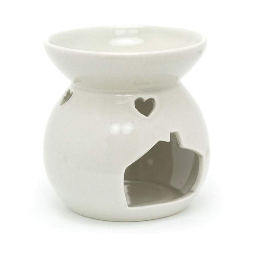 Home Accessories Carousel Shop Oil Burners & Diffusers | Ceramic Grey Dome Essential Oil Fragrance Burner | Oil Burner Tealight Heart Candle Holder | Aromatherapy Lamp