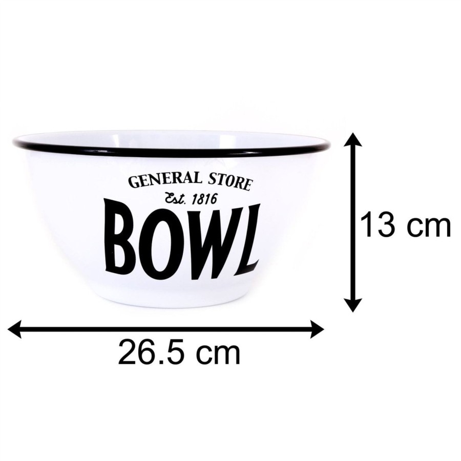 Kitchen & Dining Carousel Shop | Large White Enamel Kitchen Cake Mixing Bowl | Multi-Purpose Metal Bowl | Salad Fruit Serving Bowl