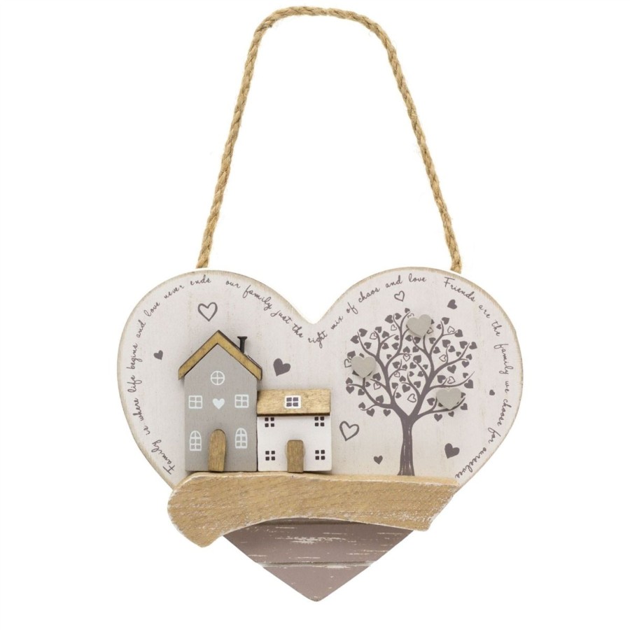 Home Accessories Carousel Shop Decorative Accessories | Shabby Chic Wooden Heart Shaped Family And Friends Sign | Family Friends Quotes Heart Wall Plaque | Wooden Hanging Hearts