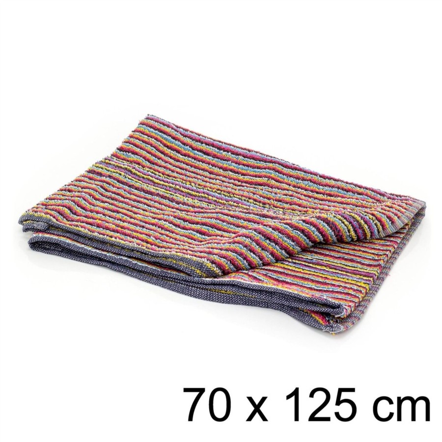 Home Accessories Carousel Shop Bathroom Accessories | Multi-Striped Recycled Bath Towel | 100% Cotton Eco Friendly Bathroom Bath Towel