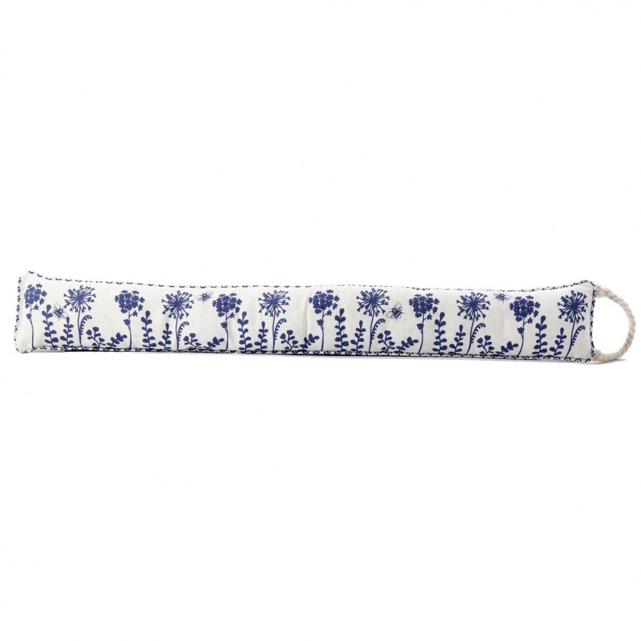 Home Accessories Carousel Shop Draught Excluders | Botanical Fabric Door Draught Excluder | Flora & Fauna Indigo Flower Bee - 94Cm