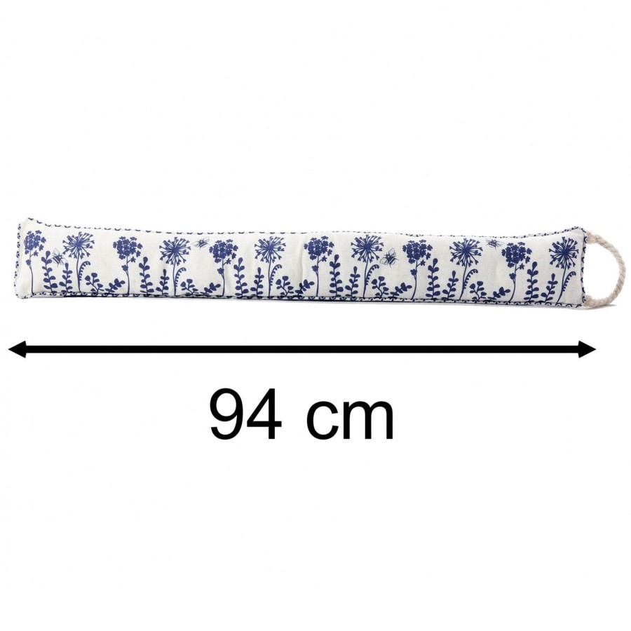 Home Accessories Carousel Shop Draught Excluders | Botanical Fabric Door Draught Excluder | Flora & Fauna Indigo Flower Bee - 94Cm