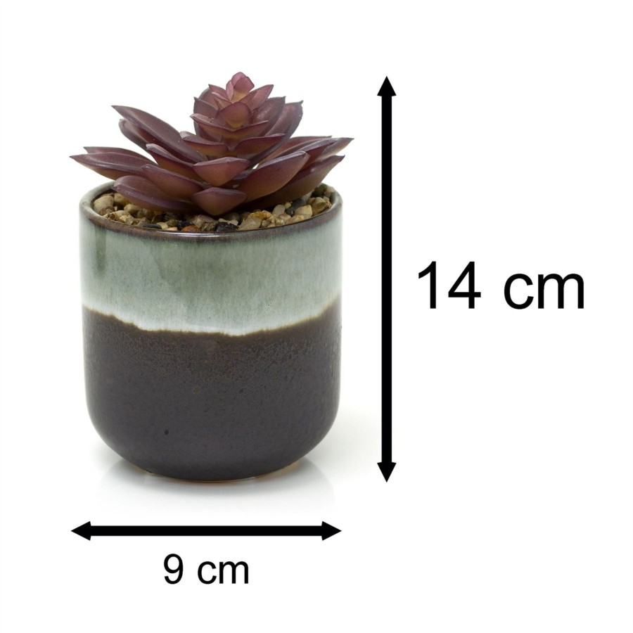 Home Accessories Carousel Shop Vases, Planters & Faux Flowers | Ombre Glaze Artificial Succulent Potted Plant | Faux Plant And Plant Pot - 13Cm