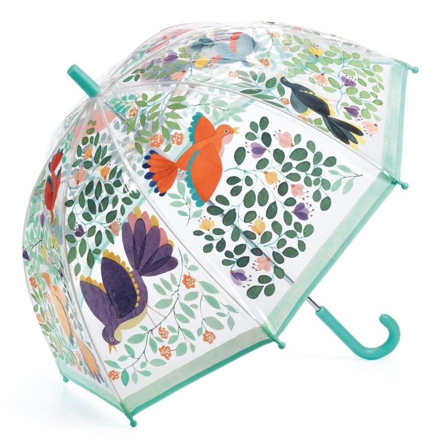 Baby & Child Carousel Shop Djeco | Djeco Dd04804 Childrens Clear Dome Umbrella For Kids - Flowers & Birds