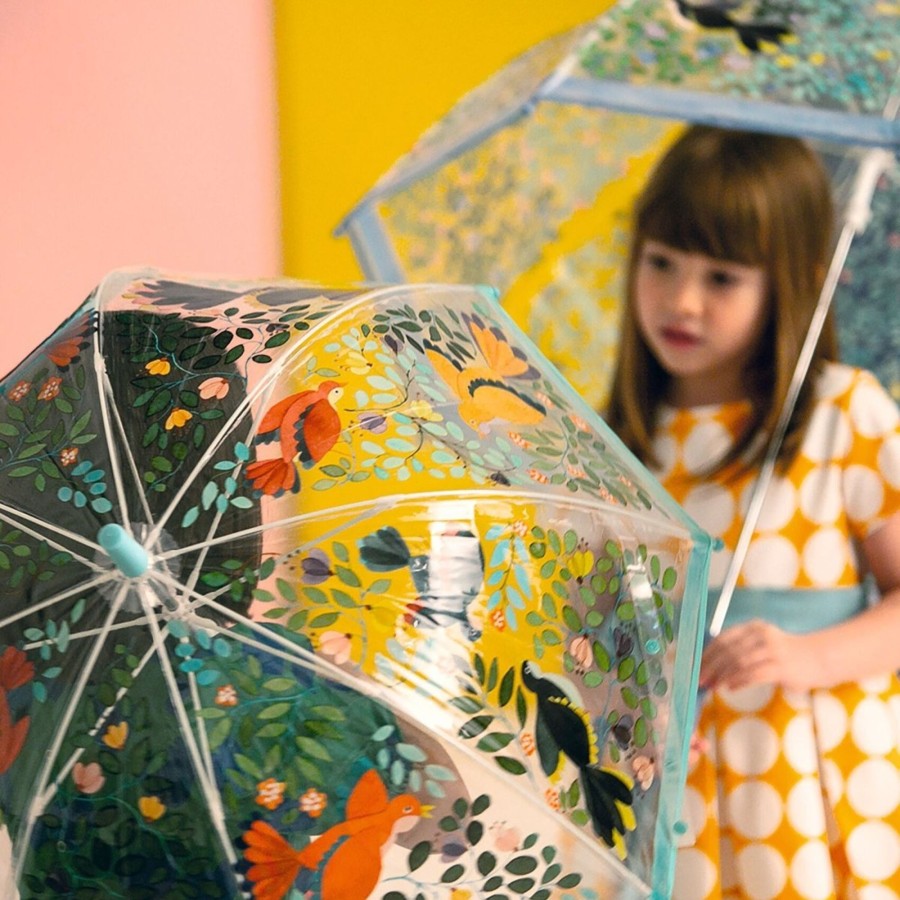 Baby & Child Carousel Shop Djeco | Djeco Dd04804 Childrens Clear Dome Umbrella For Kids - Flowers & Birds