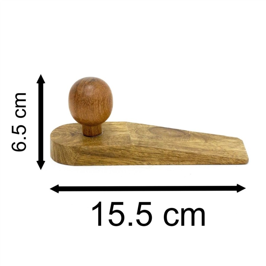 Home Accessories Carousel Shop Plain Doorstops | Traditional Wooden Door Stop Wedge | Mango Wood Decorative Door Stopper Wedge | Floor Door Stop Doorstop Wedge - Colour Varies One Supplied