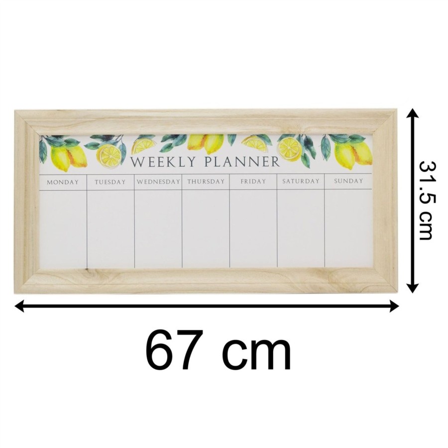 Home Accessories Carousel Shop Chalkboards & Planners | Lemon Design Large Whiteboard Family Planner Weekly Planner | Family Schedule Organiser Memo Board | Wooden Framed Weekly Meal Planner Shopping List - 67Cm