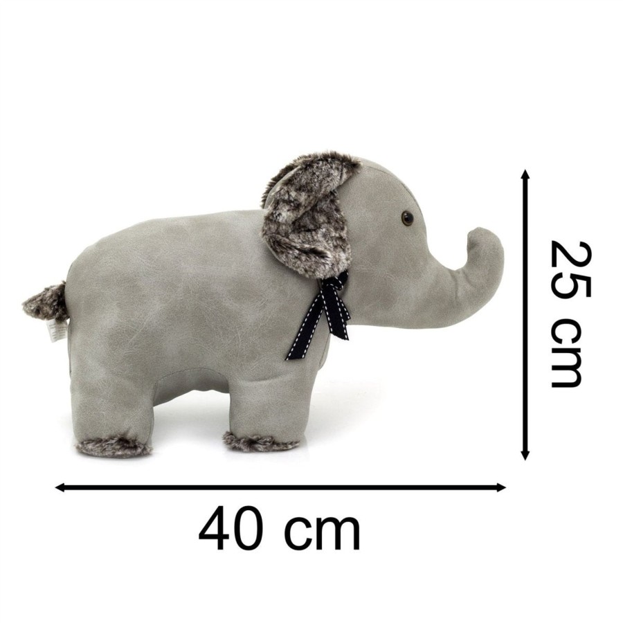 Home Accessories Carousel Shop Animal Doorstops | Ellie Elephant Doorstop Faux Leather Weighted Grey Elephant Animal Door Stop 2Kg