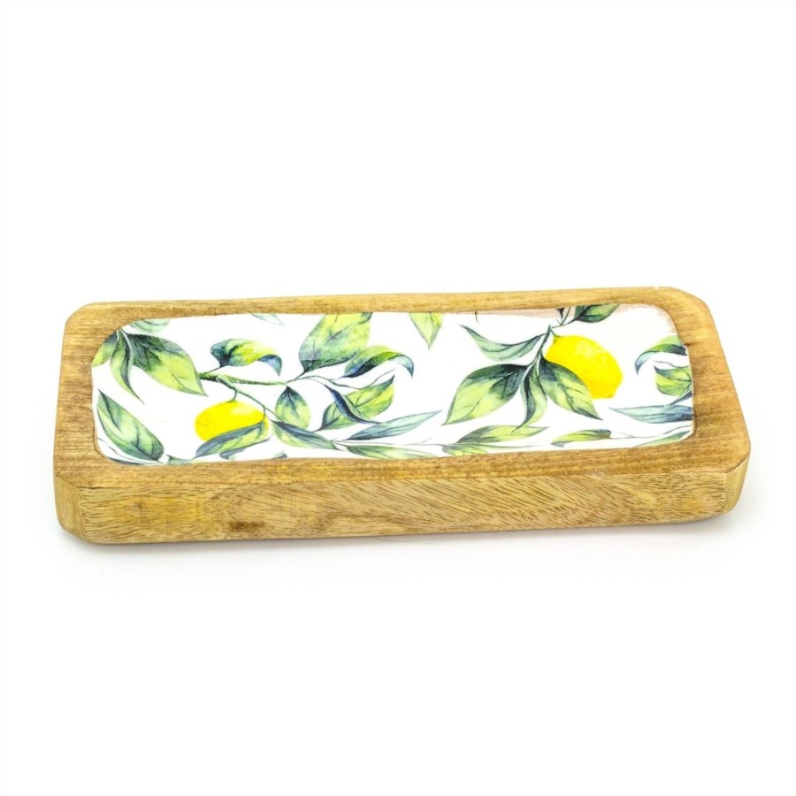 Kitchen & Dining Carousel Shop | Lemon Orchard Handcrafted Enamelled Mango Wood Serving Platter Sharing Board