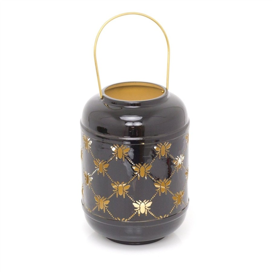 Home Accessories Carousel Shop Candlesticks, Holders & Lanterns | 26Cm Honey Bee Black Metal Hurricane Candle Lantern | Decorative Candle Holders For Home Garden Patio | Indoor Outdoor Bee Lantern