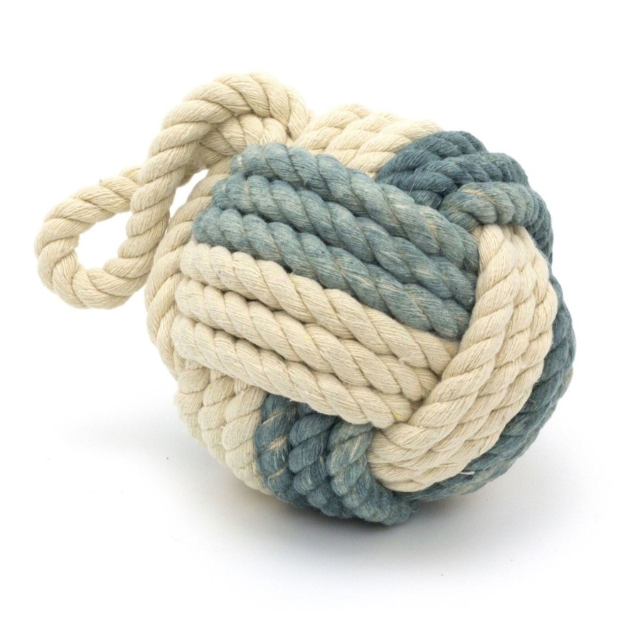 Home Accessories Carousel Shop Nautical Doorstops | Two Tone Rope Doorstop | Nautical Monkey'S Fist Seaside Rope Door Stop | Beach Rope Knot Door Stopper Ball - Light Blue