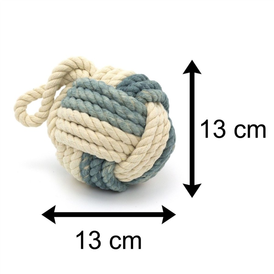 Home Accessories Carousel Shop Nautical Doorstops | Two Tone Rope Doorstop | Nautical Monkey'S Fist Seaside Rope Door Stop | Beach Rope Knot Door Stopper Ball - Light Blue