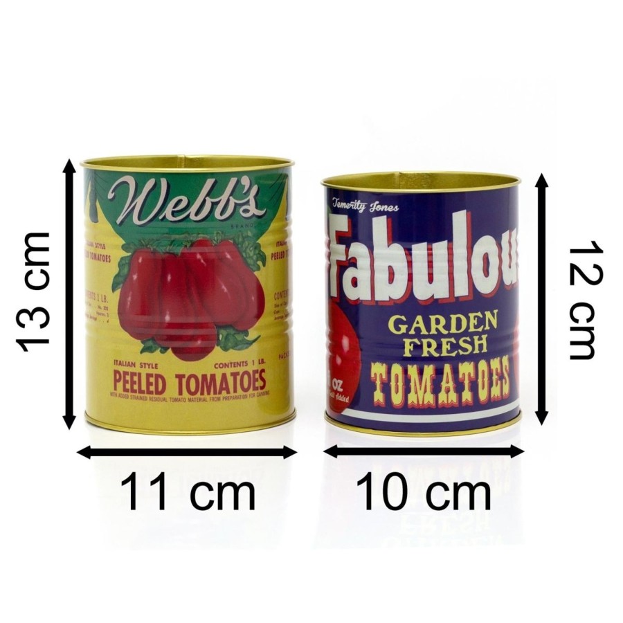 Kitchen & Dining Carousel Shop | Vintage Style 2-Piece Storage Tin Set | Decorative Metal Tinned Tomato Tin Cans