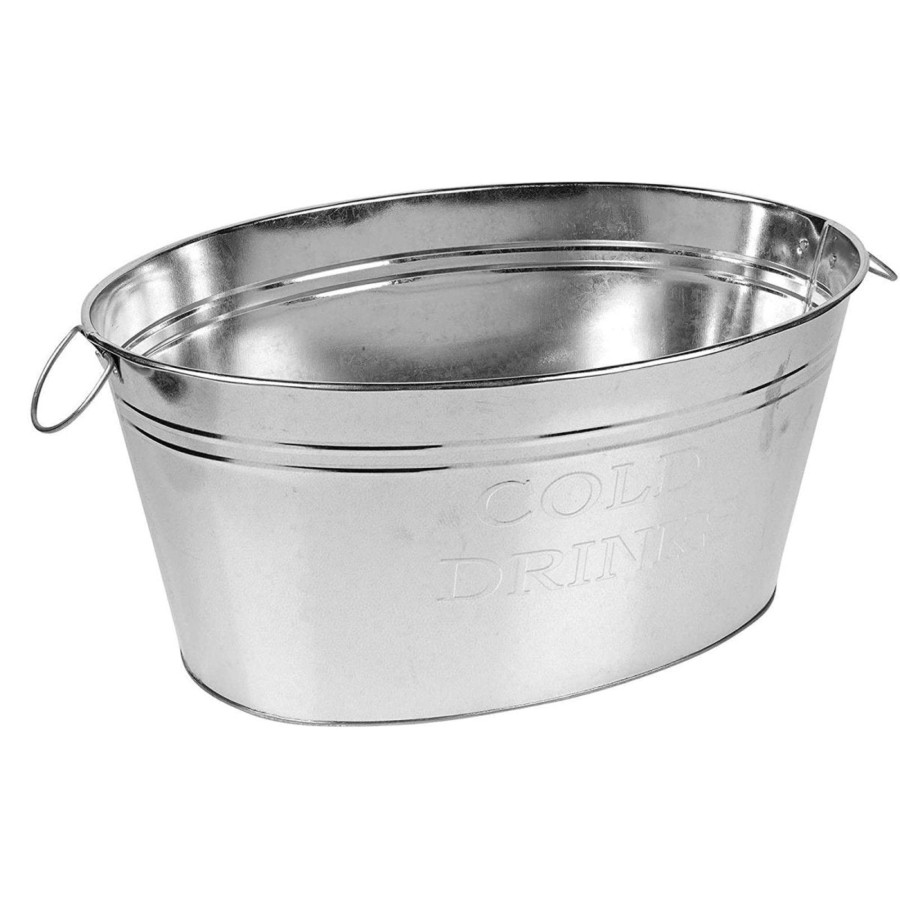 Kitchen & Dining Carousel Shop | Large Oval Metal Drinks Pail | Party Ice Bucket Cooler With Handles - 20L