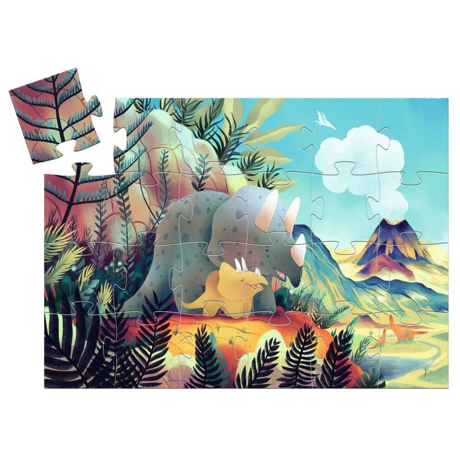 Baby & Child Carousel Shop Djeco | Djeco Dj07284 Silhouette Puzzles Teo The Dino Dinosaur Jigsaw Puzzle 24 Pieces