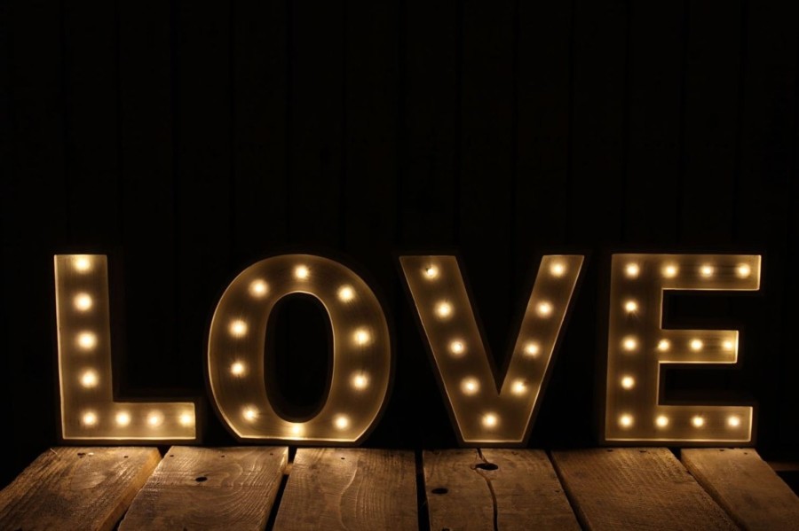 Celebrations Carousel Shop | Large Vintage Style 24Cm Carnival Led Light Up Marquee Letters - Love - Cream