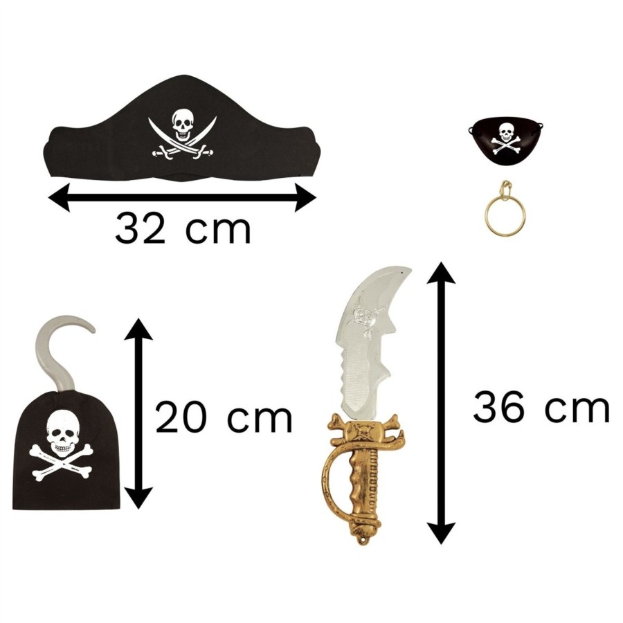 Baby & Child Carousel Shop Dressing Up | 5 Piece Kids Childs Pirate Set | Captain Jack Role Play Dress Up Pirate | Children'S Fancy Dress Accessories