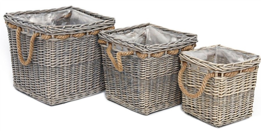 Home Accessories Carousel Shop Boxes & Baskets | Set Of 3 Rustic Willow Home Storage Basket With Handles ~ Beautiful Wicker Baskets