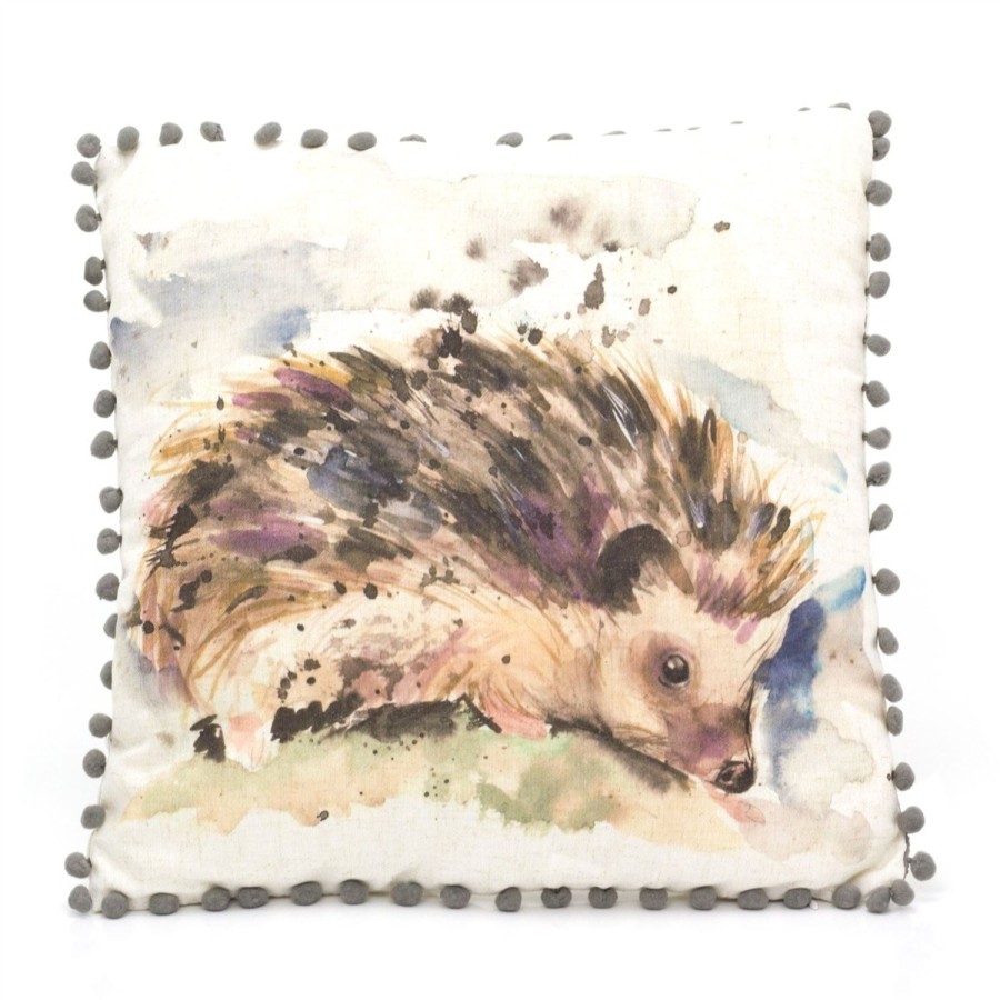 Home Accessories Carousel Shop Soft Furnishings & Rugs | 43Cm Pom Pom Hedgehog Scatter Cushion | Animal Fabric Filled Sofa Cushion | Wildlife Bed Throw Pillow With Cover