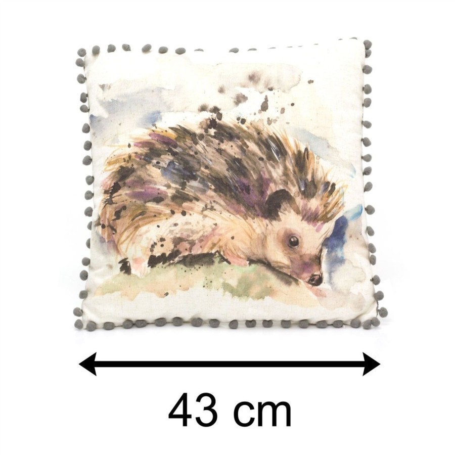 Home Accessories Carousel Shop Soft Furnishings & Rugs | 43Cm Pom Pom Hedgehog Scatter Cushion | Animal Fabric Filled Sofa Cushion | Wildlife Bed Throw Pillow With Cover