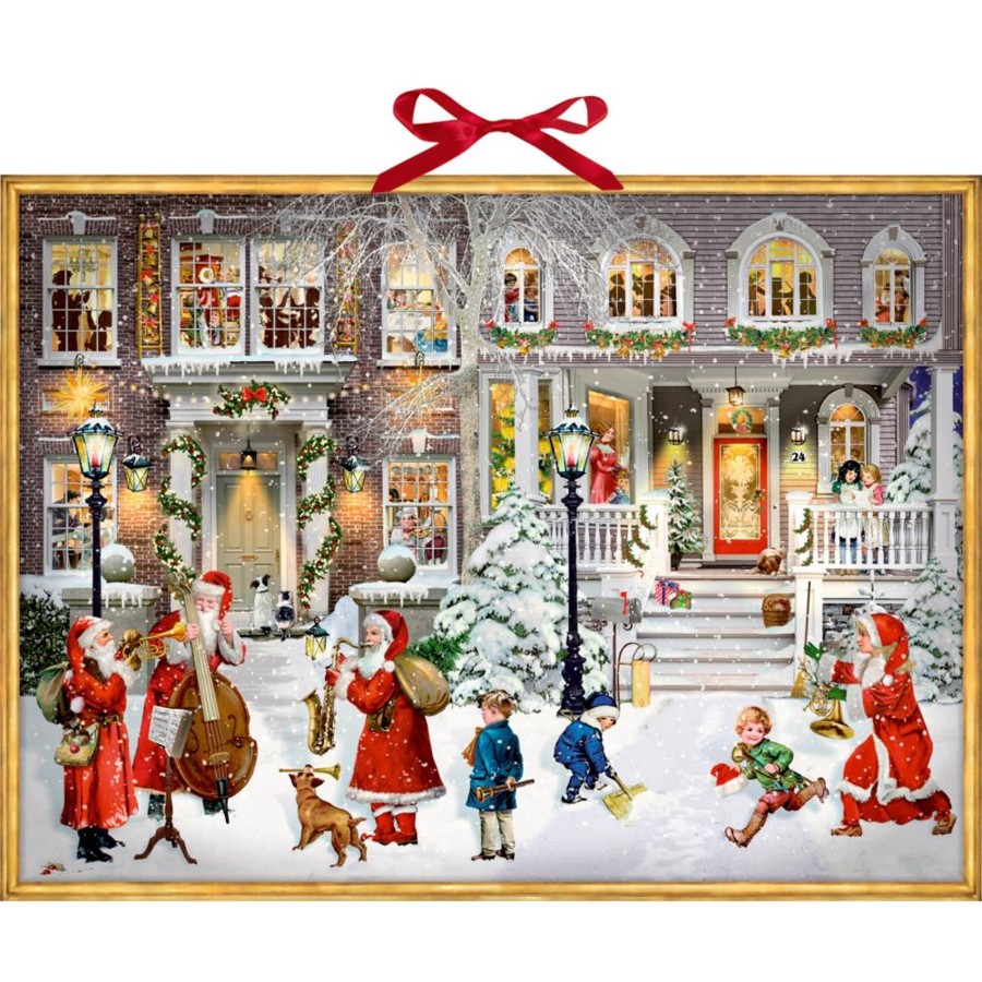 Celebrations Carousel Shop | Large Deluxe Traditional Musical Christmas Carol Card Advent Calendar - Music In The Street