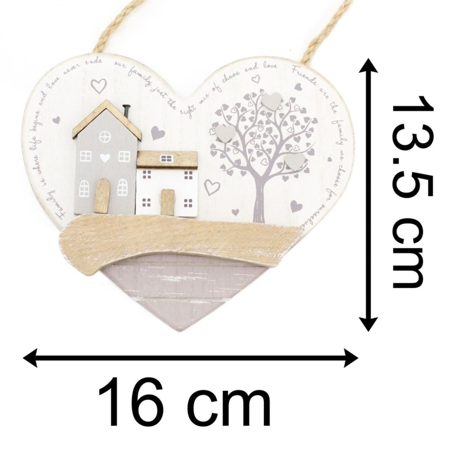 Home Accessories Carousel Shop Wall Decor & Mirrors | Shabby Chic Wooden Heart Shaped Family And Friends Sign | Family Friends Quotes Heart Wall Plaque | Wooden Hanging Hearts