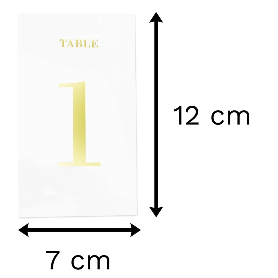 Celebrations Carousel Shop | 1-20 Transparent Table Number Sign Cards | Gold Wedding Table Numbers | Wedding Table Decoration