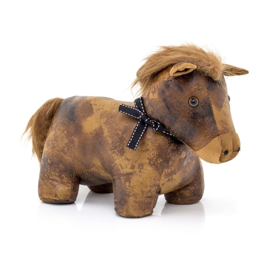 Home Accessories Carousel Shop Animal Doorstops | Chestnut Pony Doorstop Animal Door Stopper Faux Leather Horse Door Stop 1.7Kg