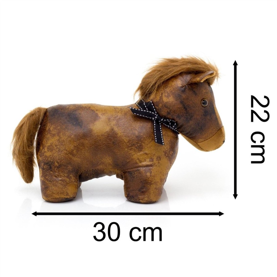 Home Accessories Carousel Shop Animal Doorstops | Chestnut Pony Doorstop Animal Door Stopper Faux Leather Horse Door Stop 1.7Kg