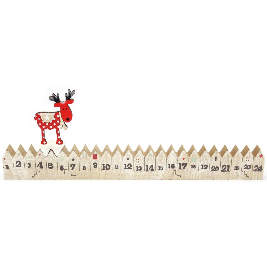 Celebrations Carousel Shop | Wooden Christmas Reindeer Advent House Countdown Calendar 48Cm