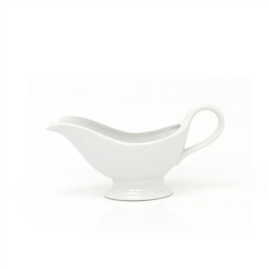 Kitchen & Dining Carousel Shop | 150Ml Fine Porcelain White Gravy Boat | Traditional Ceramic Gravy Jug Sauce Boat | Sauce Jug For Serving Gravy Cream Syrup - Custard Jug