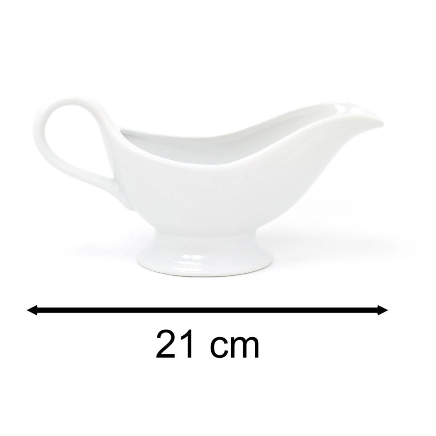 Kitchen & Dining Carousel Shop | 150Ml Fine Porcelain White Gravy Boat | Traditional Ceramic Gravy Jug Sauce Boat | Sauce Jug For Serving Gravy Cream Syrup - Custard Jug