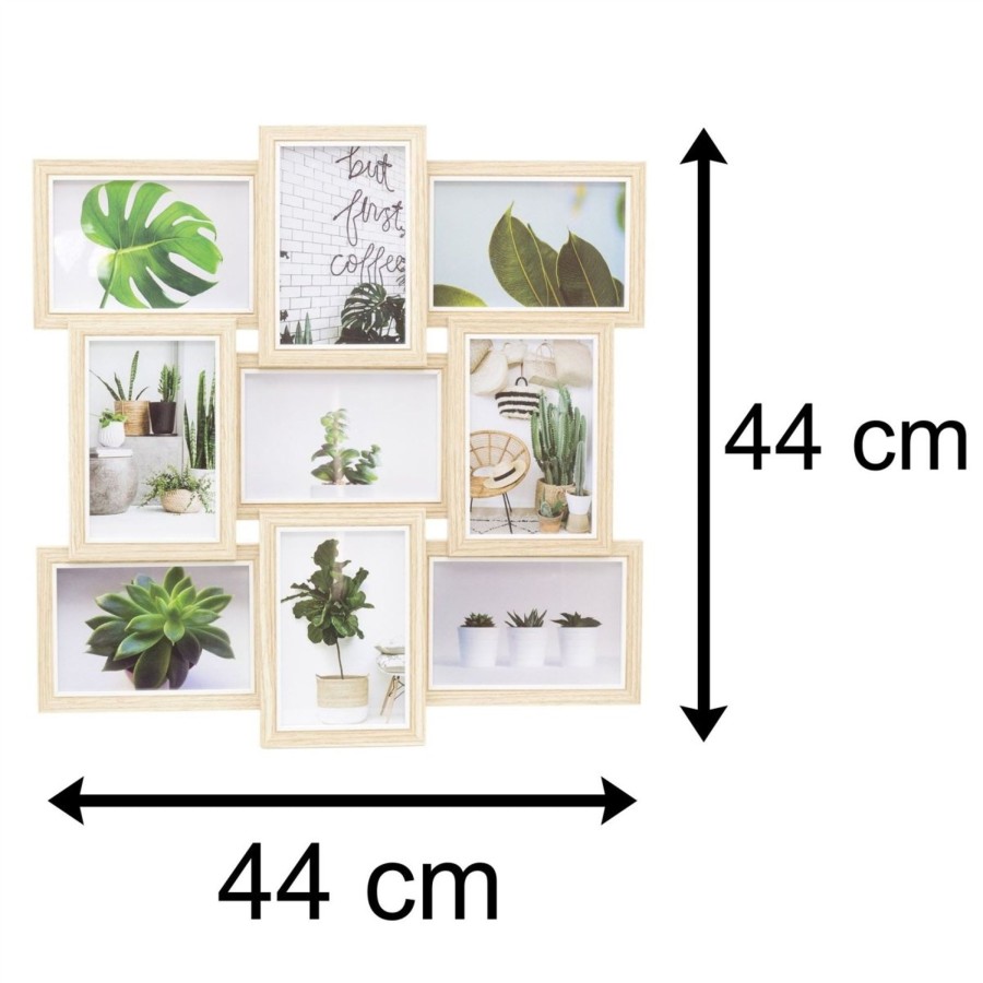 Home Accessories Carousel Shop Photo Frames | 9 Multi Aperture Layered Photo Frame | Wall Mounted Wooden Picture Frame | Photo Collage Display Family Frames - 44Cm