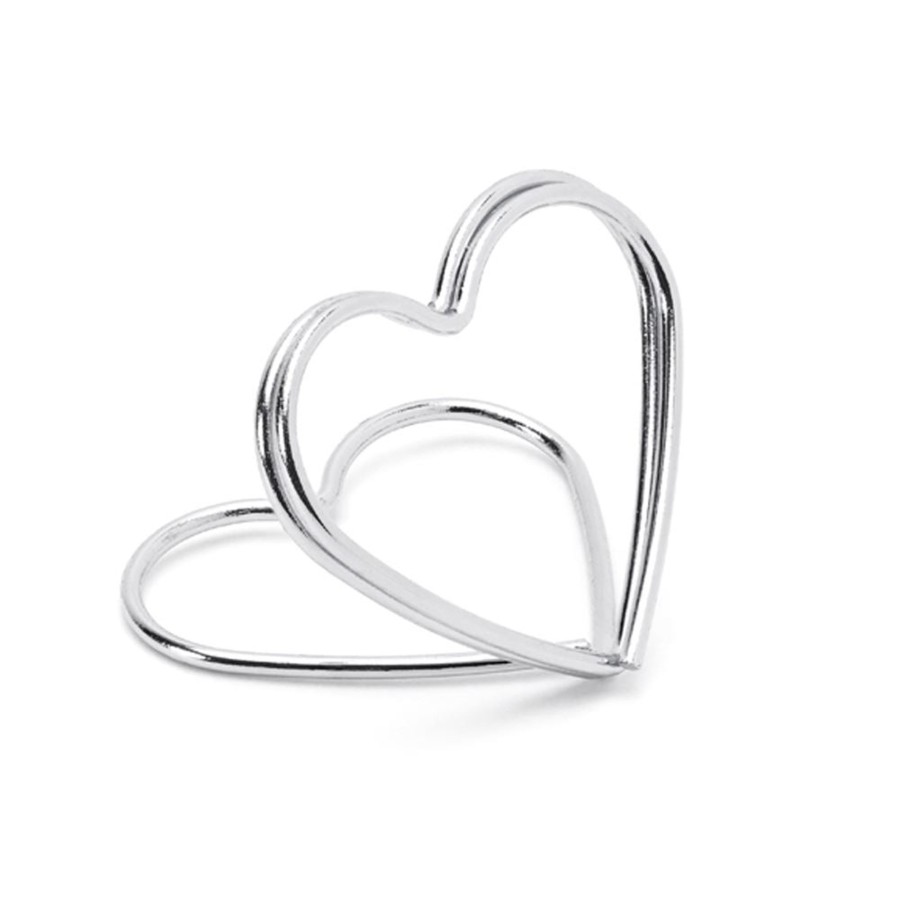 Celebrations Carousel Shop | 10 Piece Silver Wire Heart Place Card Holders | Wedding Table Card Holder Table Number Holders | Metal Name Card Stands