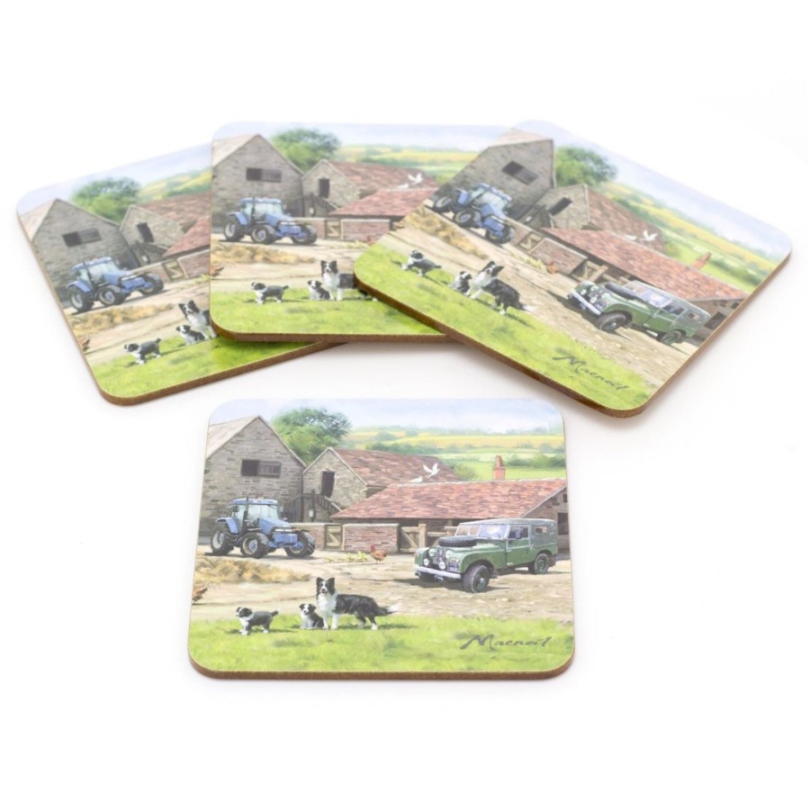 Kitchen & Dining Carousel Shop | Set Of 4 Farmyard Coasters | Country Farm Drink Coasters Set | Countryside Cup Mug Table Mats