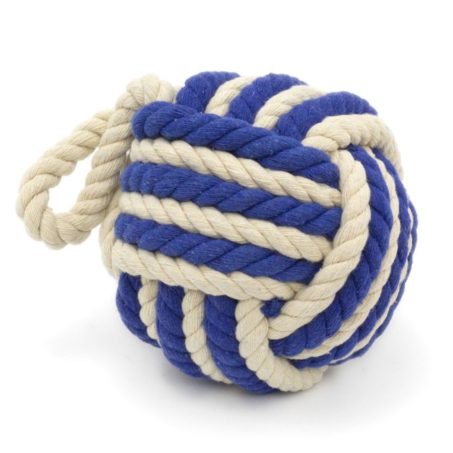 Home Accessories Carousel Shop Nautical Doorstops | Two Tone Rope Doorstop | Nautical Monkey'S Fist Seaside Rope Door Stop | Beach Rope Knot Door Stopper Ball - Dark Blue