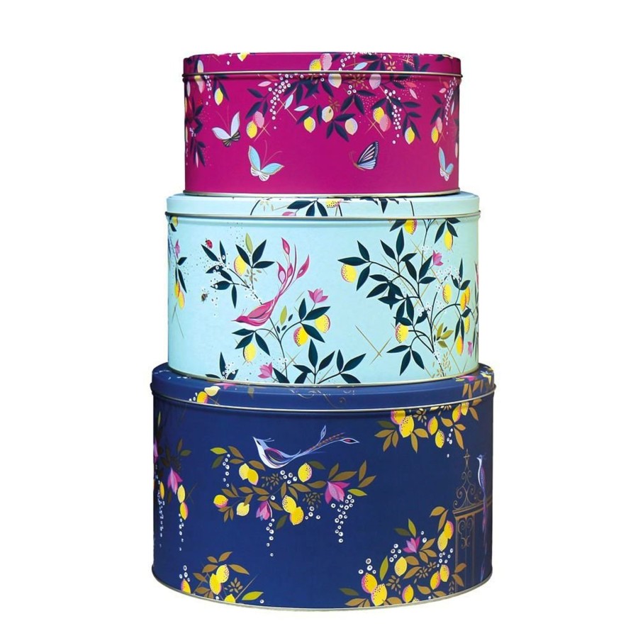 Kitchen & Dining Carousel Shop | Sara Miller Set Of 3 Orchard Design Round Nesting Cake Tins | Cake Storage Tins