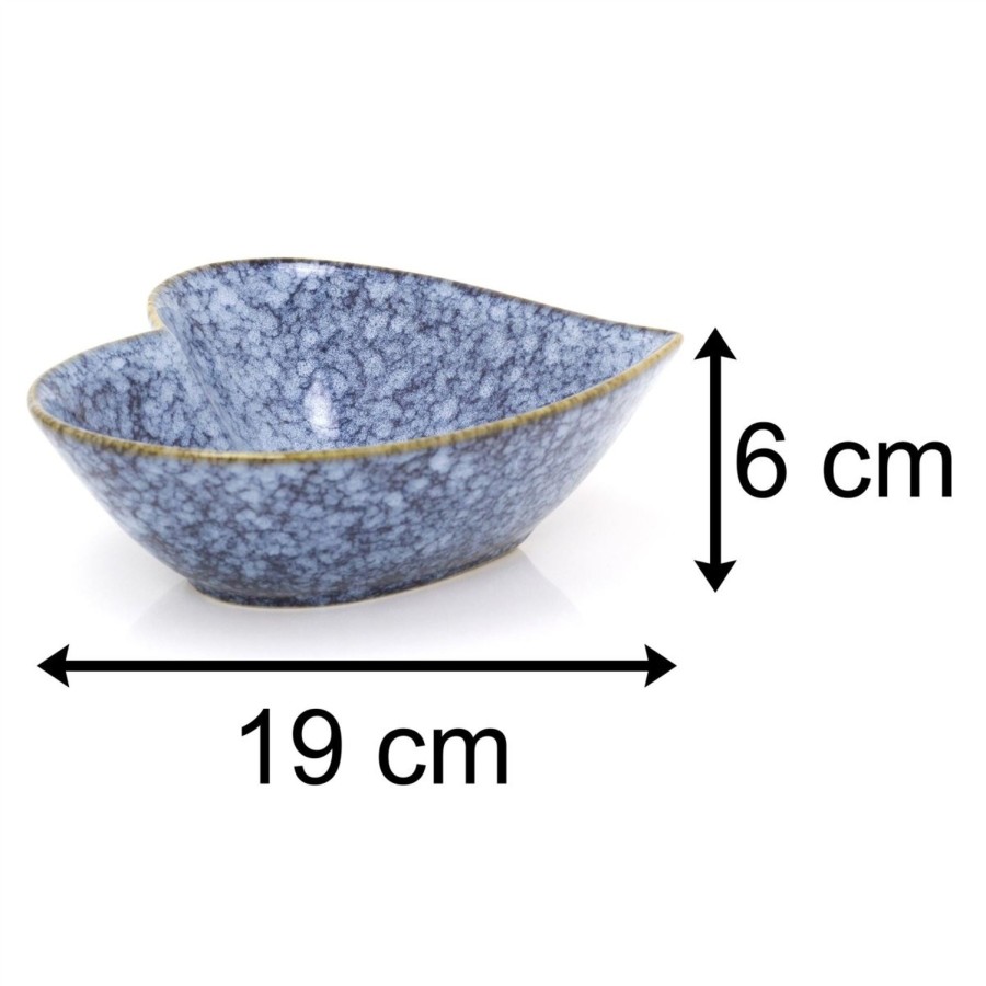 Home Accessories Carousel Shop Decorative Accessories | 17Cm Decorative Love Heart Trinket Dish Vanity Bowl | Blue Speckled Glaze Stoneware Heart Display Bowl | Heart Shaped Dish Ornament Key Bowl Jewellery Dish