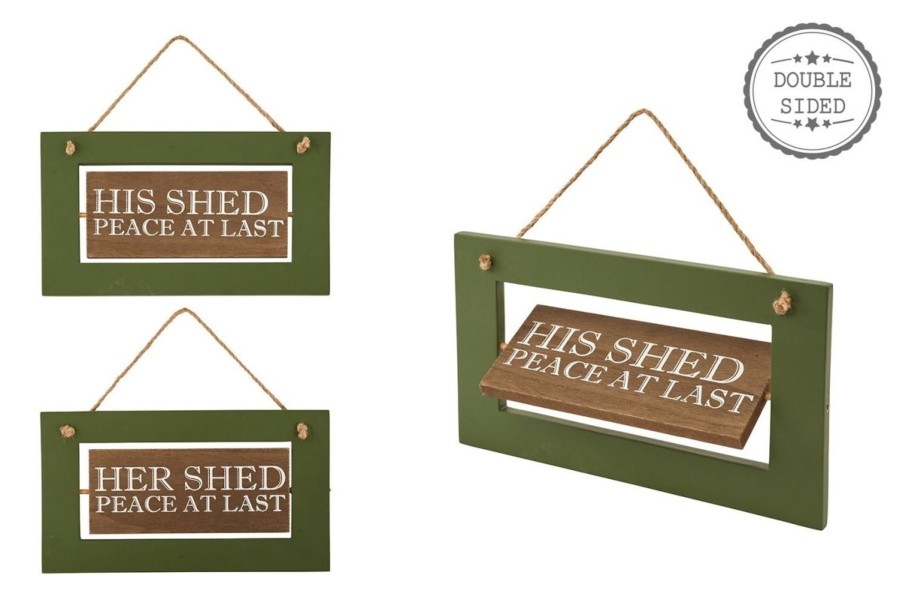 Home Accessories Carousel Shop Signs & Plaques | Novelty Wooden His Her Double Sided Shed Plaque Hanging Sign Decoration